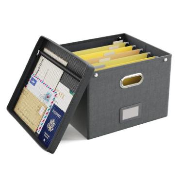 Imagem de Caixa organizadora de arquivos Oterri 38x33x28cm com tampa suspensa ci