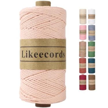 Imagem de Likeecords Bolsa de crochê 100% algodão, cordão de macramê de 2 mm, 170 m, fio de crochê, corda de macramê, presente para tricô (rosa lótus)