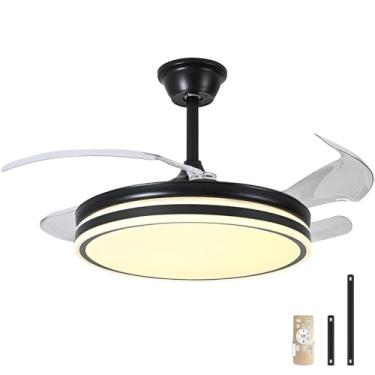 Imagem de NOVFLAM Ventilador De Teto Retrátil Com Luzes, Ventilador De Teto De 42 Polegadas Com Luz E Controle Remoto Para Quarto, Sala De Estar, Sala De Jantar, Cozinha, Ventilador De Teto Moderno Com Luzes