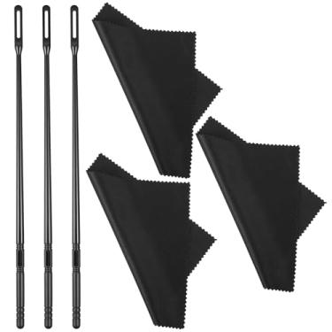 Imagem de LXUEJIE 3 conjuntos de ajuste de limpeza de flauta, haste e pano transparentes para flauta, acessórios de polimento e limpeza de instrumentos musicais, cotonetes limpos, pano limpo de flautas para