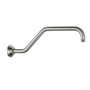 Imagem de COXOVAY Braço de chuveiro de montagem na parede com flange braço de chuveiro de 40 cm extensão de cabeça de chuveiro para chuveiro fixo, níquel escovado