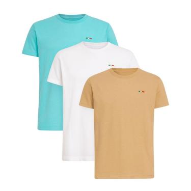 Imagem de Kit 3 Peças Camisetas Básicas Masculina em Algodão Premium no Estilo Tommy Bordado Itália-Masculino