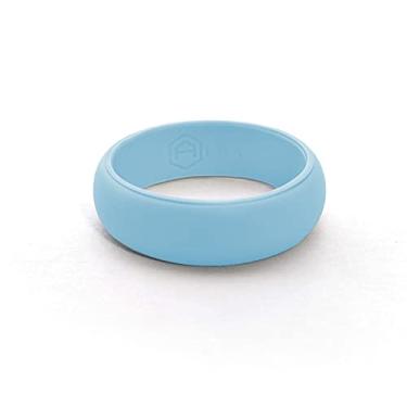 Imagem de AERA Aliança de casamento de silicone para mulheres - Fina, respirável, anel de borracha de design clássico (tamanho 4-9), Silicone, Sem pedra preciosa