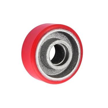 Imagem de 1 peça 6,3 cm/7,6 cm/10,2 cm/12,7 cm Rodízio de poliuretano com núcleo de ferro, roda giratória de poliuretano, médio, vermelho silencioso (único sem rolamento, 2,5 polegadas)