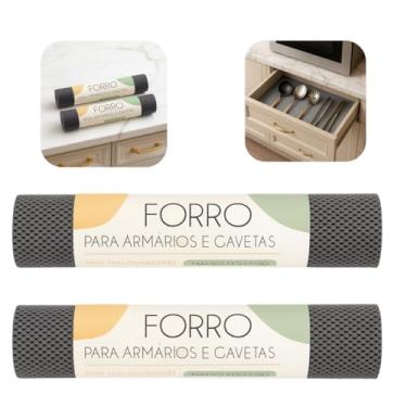 Imagem de Kit 2 Unidades Forro Protetor para Gaveta de Cozinha Antiderrapante Armario Prateleira Multiuso Dispensa Lavável Recortável Casa Garagem Banheiro Geladeira Fácil de Limpar Mesa (Cinza Escuro)