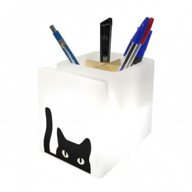 Imagem de Organizador de Mesa Iluminado Cat Cute – Porta-Objetos com LED, Polietileno, Pilhas Inclusas