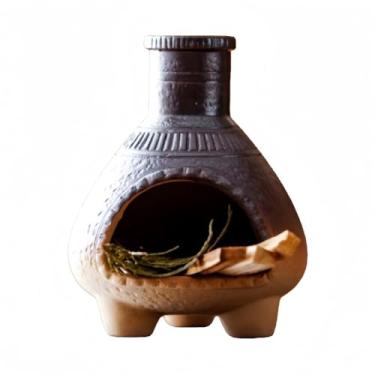 Imagem de Suporte Palo Santo, Chimenea, Queimador de incenso de cerâmica rústico em forma de cone, para lascas de madeira, palitos de incenso e aromaterapia