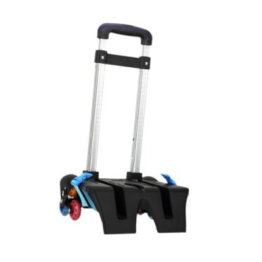 Imagem de shamjina Carrinho de mochila, liga de alumínio, haste ajustável 6 rodas rolando carrinho de viagem de carrinho de mão com rodas para escritório, acampamento, Azul