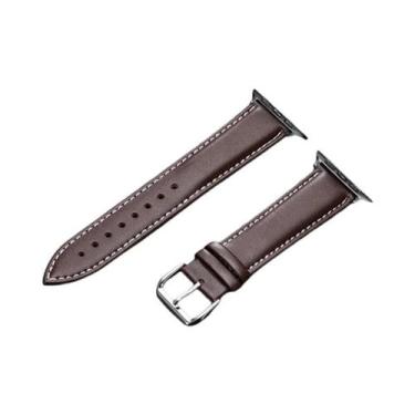 Imagem de Pulseira De Couro De Bezerro Genuíno Para iWatch 8 7 6 5 4 3 SE Apple 