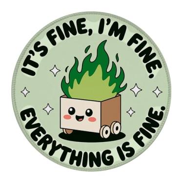 Imagem de Mouse pad redondo, verde Burn Yourself 22,4 cm pequeno tapete de mouse para jogos, tapete de mesa com base antiderrapante e borda costurada, tapete de mouse para teclado de computador para trabalho em