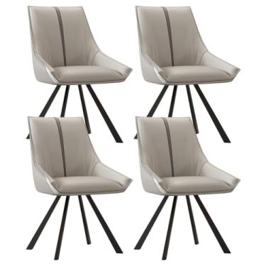 Imagem de SPXMQSS Cadeiras de mesa de jantar, cadeiras de jantar giratórias com apoios de braços e pernas de metal, cadeira estofada de sala de estar com encosto para sala de estar, recepção, restaurante, cinza