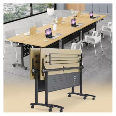 Imagem de SPXMQSS Mesa de sala de conferências, mesa dobrável para computador moderna, mesa de treinamento móvel com rodas silenciosas, mesa de escritório flip top para escritórios, salas de aula, bibliotecas