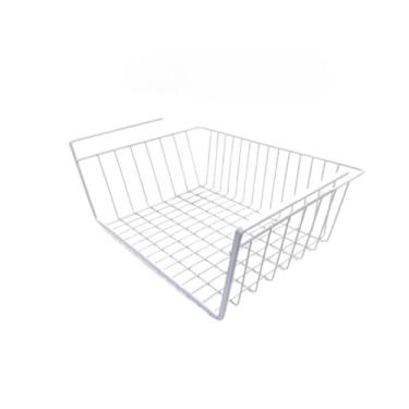 Imagem de Cesto Organizador Aramado Prateleira Grande Suspenso Armário Inox (1 PEÇA BRANCO)