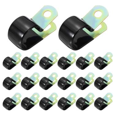 Imagem de HARFINGTON 20 braçadeiras revestidas de vinil 13/16 polegadas (20 mm) grampo de tubo mergulhado em vinil clipe de alça para instalação doméstica industrial automotiva fio de tubulação