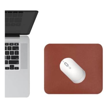 Imagem de Tapete de mesa em couro e camurça, confortável e antiderrapante, 80 x 40 cm, inclui tapete de mouse em couro (Mouse Pad Caramelo)