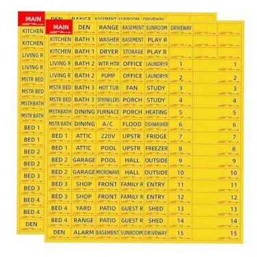 Imagem de 258 etiquetas para disjuntores adesivos de caixa de fusíveis etiquetas de painel elétrico para organização de caixa de disjuntor (amarelo)