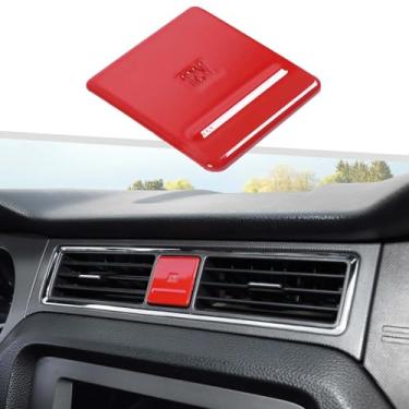 Imagem de Jimen Compatível com Ford Mustang 2010-2014, moldura de acabamento de capa de isqueiro de carro (vermelha)