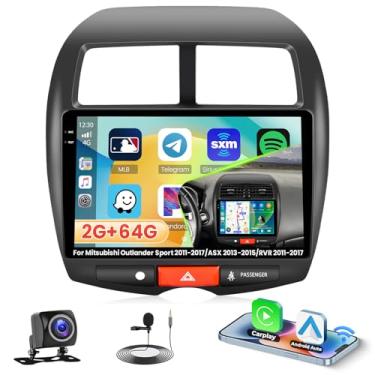 Imagem de [Versão de alta configuração] Rádio para Mitsubishi Outlander Sport 2011-2017 Android 15 estéreo automotivo com carplay sem fio/Android Auto, kit de rádio com tela sensível ao toque IPS de 10,1