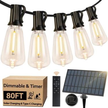 Imagem de Luzes de corda solares externas Bosceos 24m à prova d'água reguláveis