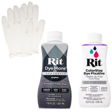 Imagem de Conjunto de corante líquido sintético Rit com fixador ColorStay – Kit tudo em um com luvas para reduzir o sangramento de cor