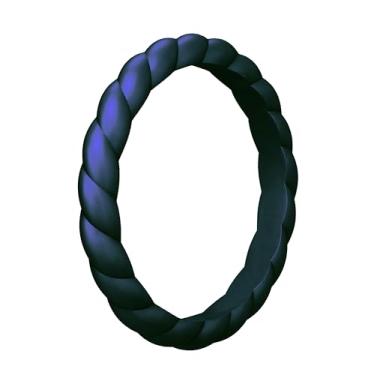 Imagem de Knot Theory Anel de silicone trançado empilhável fino empilhável dourado, prata, roxo, preto, ouro rosa, verde encantado, azul safira, branco pérola - Aliança de casamento fina de 2 mm, 7, Silicone