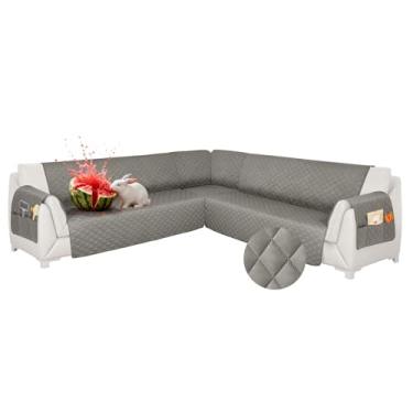 Imagem de ROFASVCO Capas de sofá seccionais, à prova d'água, 6 peças, em forma de L, laváveis, antiderrapantes, macias e grandes, em formato de U, protetor de sofá para cães de estimação, gatos, crianças