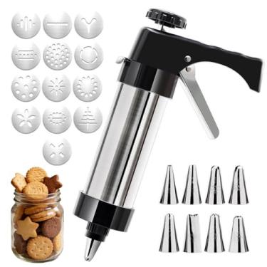 Imagem de Kit Para Fazer Biscoitos,FaçA Você Mesmo Com 13 Discos Decorativos E 8 Bicos De Confeitar,Feito De AçO InoxidáVel,FáCil De Usar Manualmente Para Biscoitos,Bolos,Sobremesas,Churros
