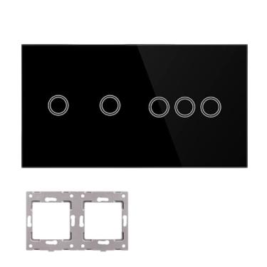 Imagem de Módulos DIY Combinação Livre 2 3 4 5 6 7 8 Touch On/Off Interruptor Inteligente Vidro Preto 157 mm Painel Tomada (2-3 Painéis Gang)