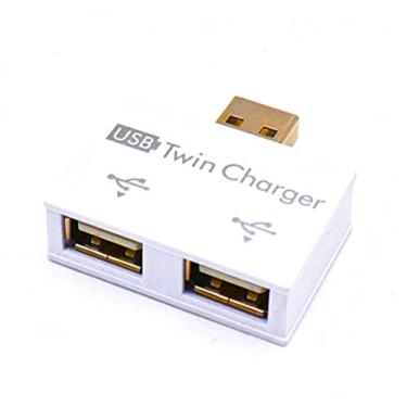 Imagem de Zopsc Mini Hub USB Adaptador de Carregador Duplo USB Pequeno de 2 Portas para Unidades Flash de PC, Divisor Preto Branco Resistente e Durável para Disco U, Mouse, Câmera (#91)