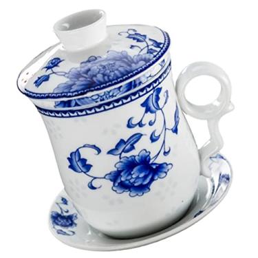 Imagem de YYBOES 1 conjunto de xícara de chá de porcelana azul e branca xícaras de saquê japonês caneca de viagem xícara de chá asiática caneca de café expresso tradicional tigela de chá clássica chinesa