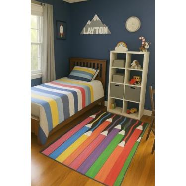 Imagem de tapete 200x1,50 infantil antiderrapante decorado quarto bebê creche escola brinquedoteca (LAPIS COLORIDO)