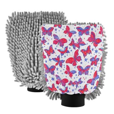 Imagem de STAYTOP Luvas de lavagem de carro Independence Day, 2 peças, luvas de microfibra de chenille, sem arranhões, panos de esponja de lavagem ultra absorventes para carros, limpeza doméstica - M