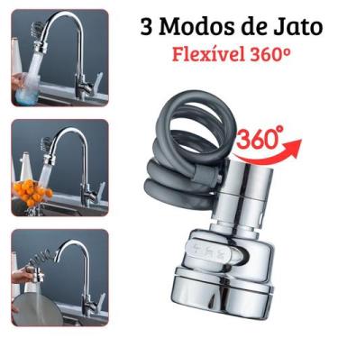 Imagem de Bico Adaptador de Torneira Flexível 360º Chuveirinho Extensor Retrátil