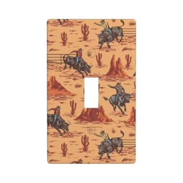 Imagem de Indokyeyqaz Western Cowboy Deserto Interruptor de Luz Única Placa Decorativa Placas de Parede Decorativas, 1 Placa de Interruptor de Gang e Capas de Tomada 7 cm X 11,4 cm para Quarto, Banheiro