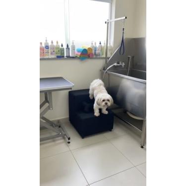 Imagem de Escadinha Rampa para Pet 2 Degraus com Osso, para Gato e Cachorro, Ideal para Sofá e Cama, Espumada Resistente Luxo (Preto)