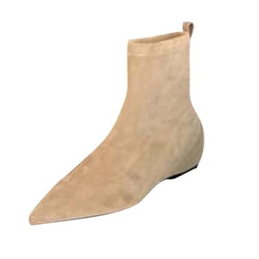 Imagem de Botas femininas bico fino salto baixo confortável para roupas de outono inverno estilo versátil, Bege, 36
