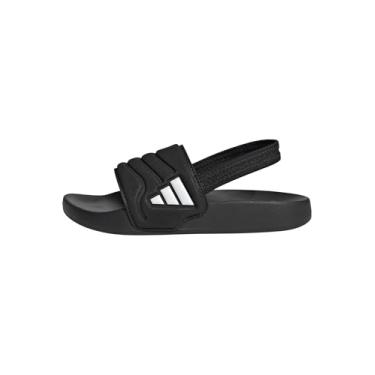 Imagem de adidas Sandália infantil unissex Adilette Estrap 2.0 C Slide, Preto/branco/preto, 12 Little Kid
