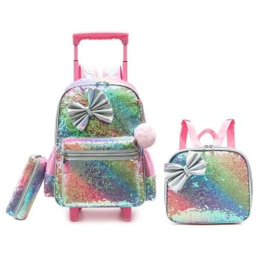 Imagem de Mochila de Rodinhas Kit Lancheira Termica Estojo Menina 25 Litros-Unissex