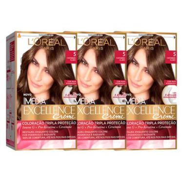 Imagem de L'Oréal Paris Coloração Imédia Excellence 5 Cast. Claro Kit - 3 Unidad