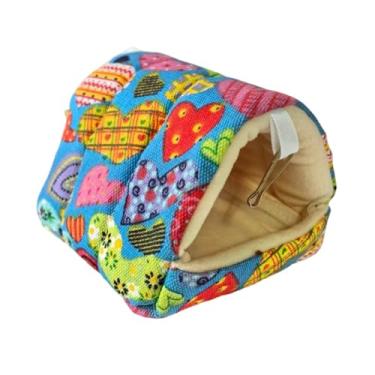 Imagem de IEUDNS de inverno quente para pássaros, rede suspensa, casinha de pássaros, caverna espessa para gaiola, cama para pássaros como agapornis, Padrão de Coração