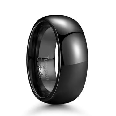 Imagem de Zillaly Anéis De Tungstênio Para Homens, Alianças Casamento Masculinas Em Ouro, Preto E Prata, Tamanhos 4 Mm, 6 Mm 8 Com Ajuste Confortável Borda Chanfrada Polida (Tungstênio-Preto-8 10)