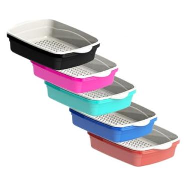 Imagem de Caixa de Areia para Gatos Grandes Sandbox Pet com Pá, Comedouro e Bebedouro – Banheiro Sanitário Resistente e Espaçoso(Cat Clean com 3 Pecas Variados)