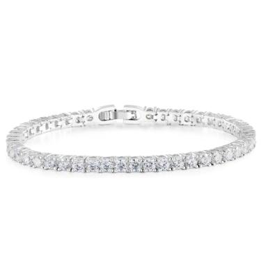 Imagem de TRENDOLLA Pulseira de tênis de zircônia cúbica de 3 mm para mulheres e homens, pulseira de tênis clássica, tamanho pequeno de 15 a 19 cm, 6.0", Zircônia cúbica, Zircônia cúbica