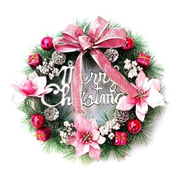 Imagem de Coroa com Luminária de Led String Light Guirlanda Feliz Porta da Frente Plantas Artificiais Flor Ornamentos Suspensão De