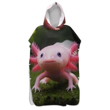 Imagem de TSENQUE Lindo roupão rosa axolote chique surfe poncho trocador para praia Adul toalha de banho com capuz absorvente unissex poncho adulto com capuz