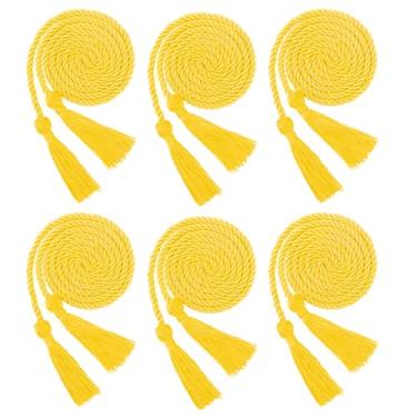 Imagem de 6 cabos de honra de formatura – cordões de honra dourados a granel, cordão de formatura dourado com borla, cordão trançado amarelo de 167 cm, acessórios de graduação para estudantes vestido de