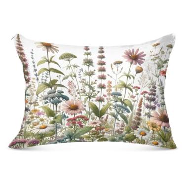 Imagem de Fronha vintage flores silvestres zíper poliéster padrão queen king size impressão arte extra macio roupa de cama, tamanho king, 50,8 cm x 101,6 cm