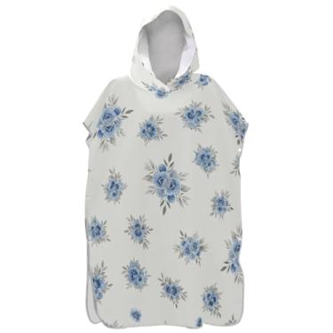 Imagem de Joisal Poncho de surfe para adultos trocador de roupa de praia com capuz toalha de banho reutilizável ponchos de praia para homens floral cinza