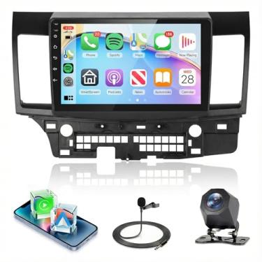 Imagem de Rádio estéreo automotivo 4 núcleos 4G + 128 G para Mitsubishi Lancer 2008-2017, sem fio Carplay Android Auto, 5G WiFi + GPS, rádio com tela sensível ao toque de 10 polegadas para Camry, câmera de