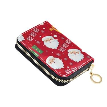 Imagem de Carteira feminina de couro com bloqueio de RFID, linda carteira de viagem com zíper, com chaveiro, Papai Noel, presentes de Natal